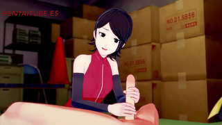 Boruto Hentai -- Sarada Jerkoff, sucks, titjob agus tha Fucked le Boruto