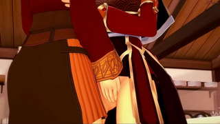 Bonito elf casal tem relações sexuais lésbicas antes de usar um strapon.