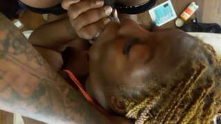 Deepthroat sloppy head from ebony bbw