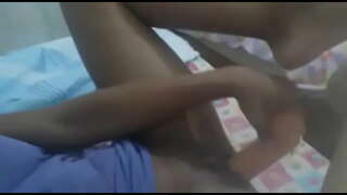 She opens it and shoves it all